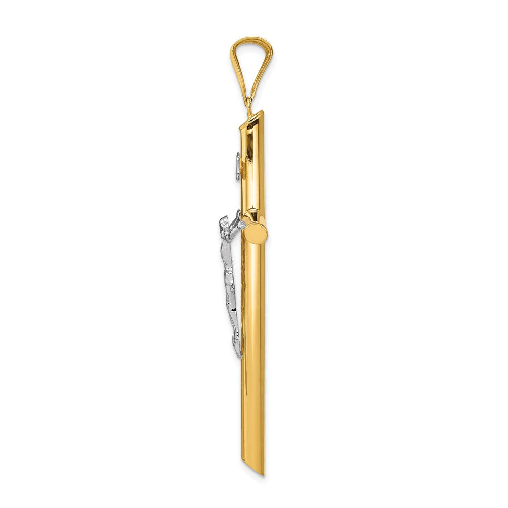 14k Two-tone 34.5 mm Two-Tone Polished Crucifix Pendant (2.62 grams)