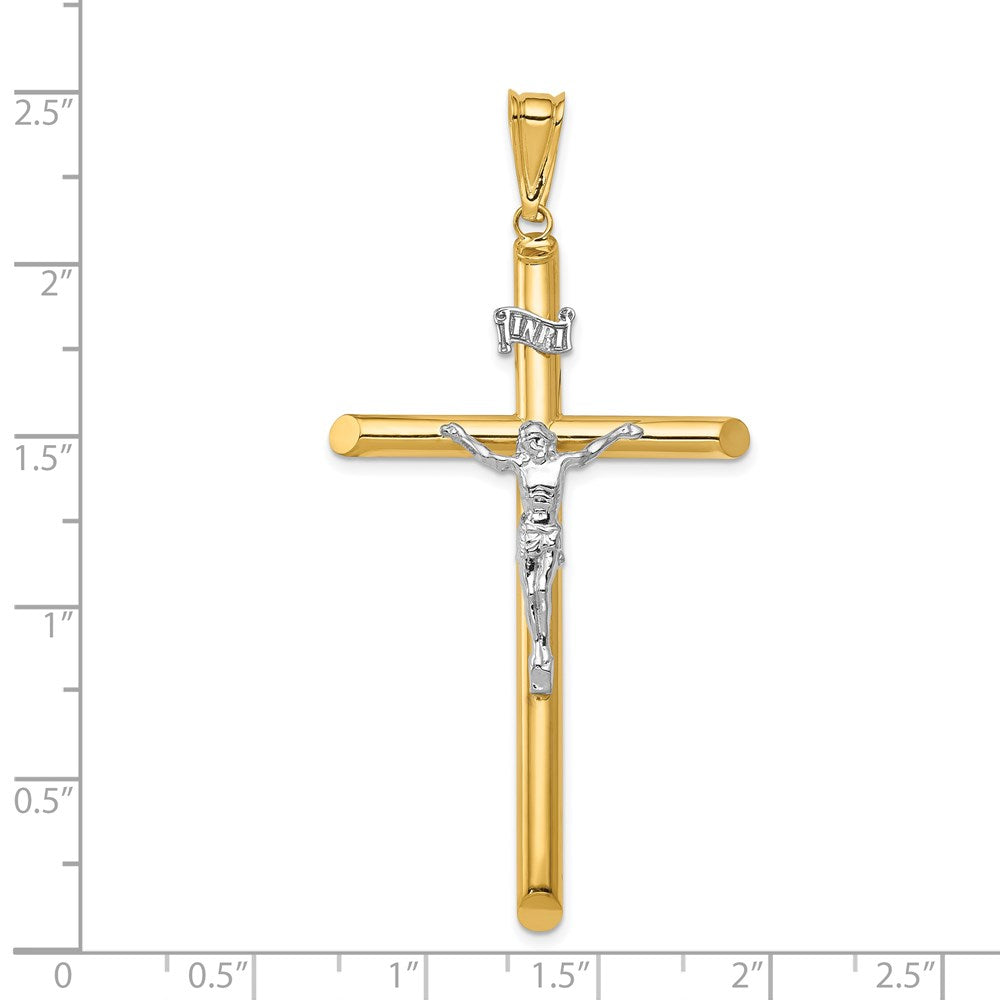 14k Two-tone 34.5 mm Two-Tone Polished Crucifix Pendant (2.62 grams)