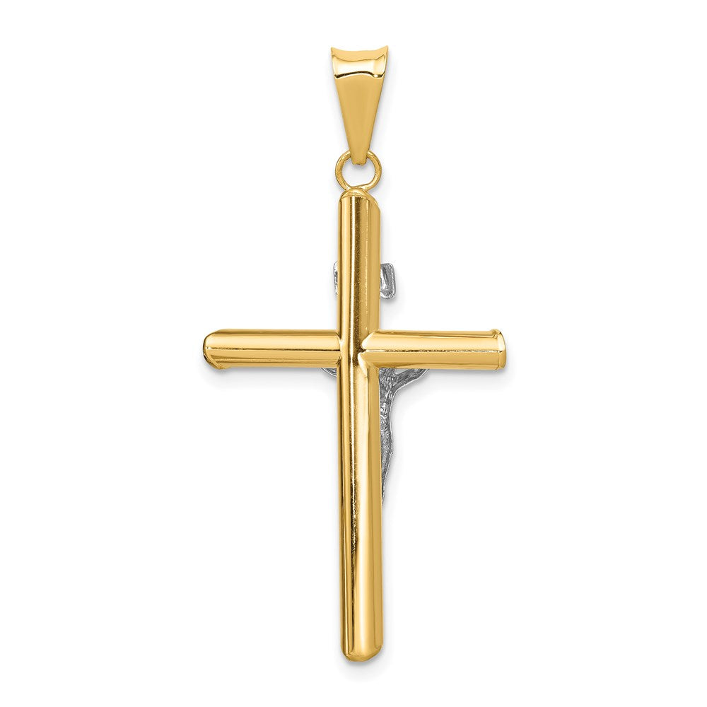 14k Two-tone 20 mm Two-Tone Polished Jesus Crucifix Pendant (1.5 grams)