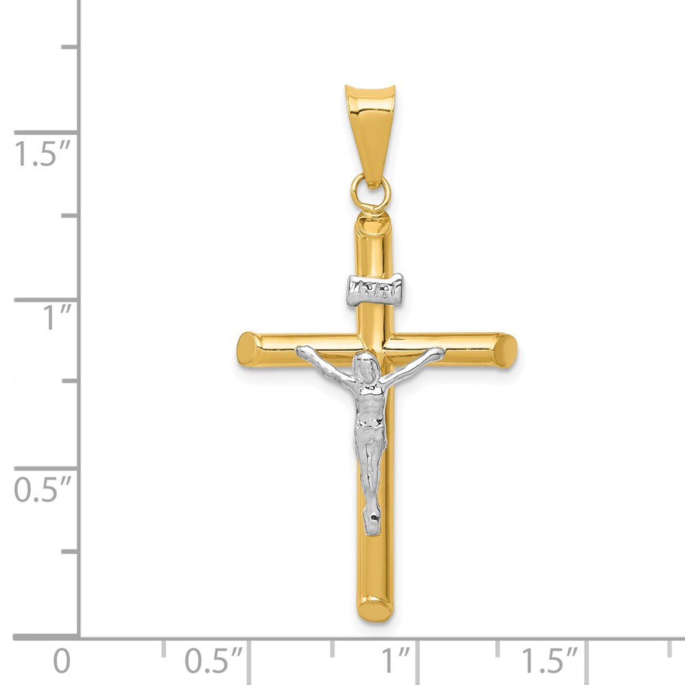 14k Two-tone 20 mm Two-Tone Polished Jesus Crucifix Pendant (1.5 grams)