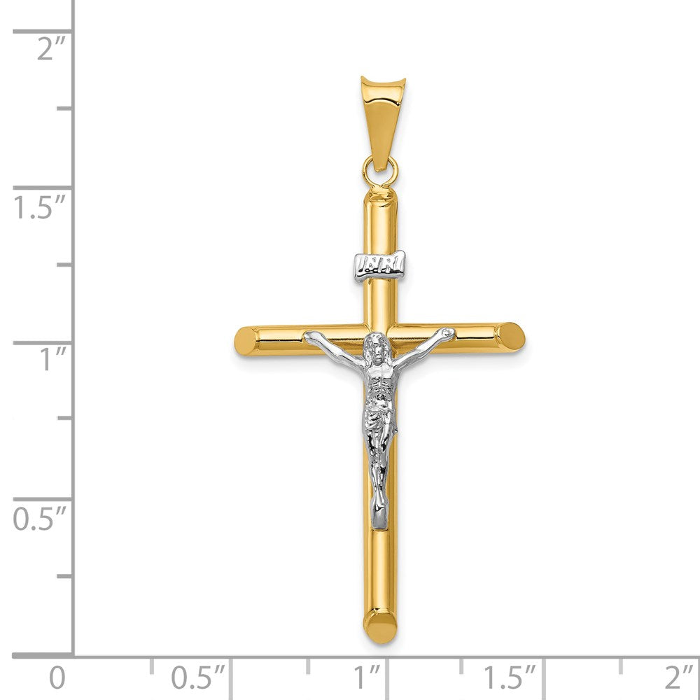 14k Two-tone 23 mm Two-Tone Polished Jesus Crucifix Pendant (1.86 grams)