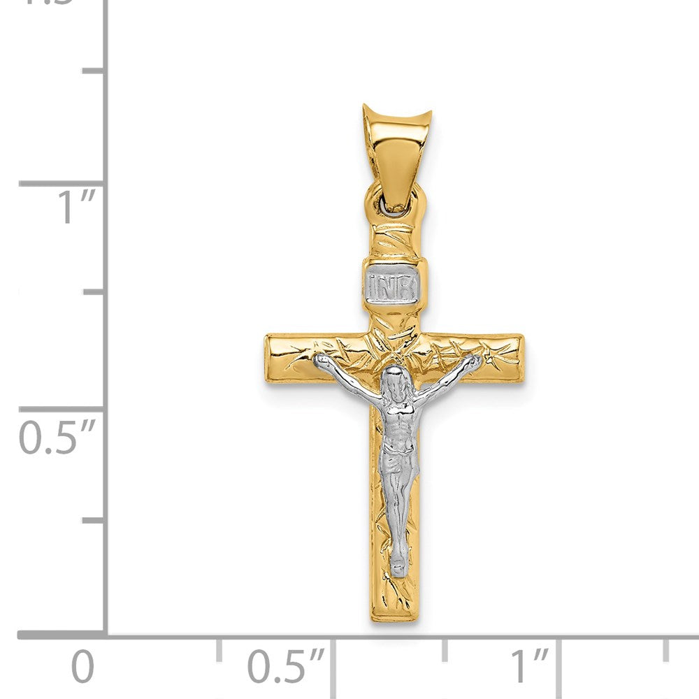 14k Two-tone 15 mm Two-Tone Crucifix Pendant (0.81 grams)