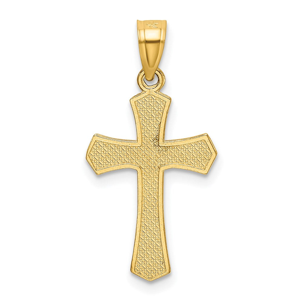 14k Yellow Gold 13 mm Diamond-cut Crucifix Pendant (0.76 grams)