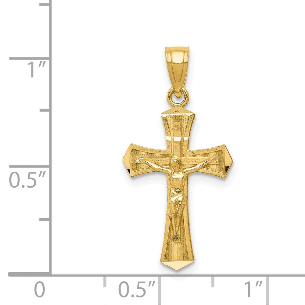 14k Yellow Gold 13 mm Diamond-cut Crucifix Pendant (0.76 grams)
