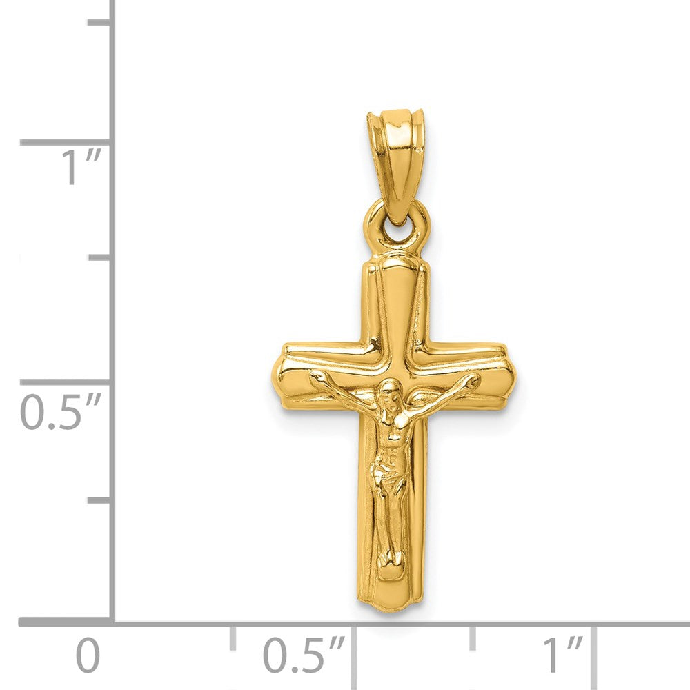 14k Yellow Gold 13 mm Reversible Crucifix Pendant (0.74 grams)