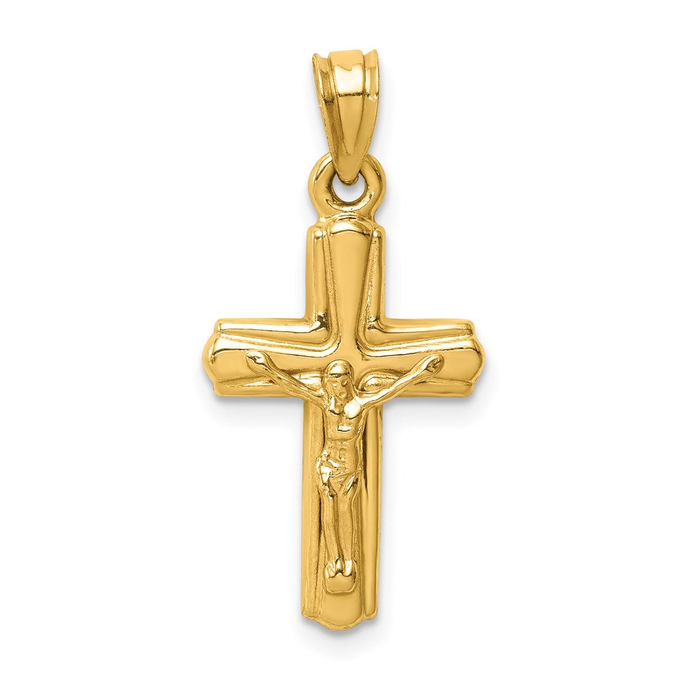 14k Yellow Gold 13 mm Reversible Crucifix Pendant (0.74 grams)