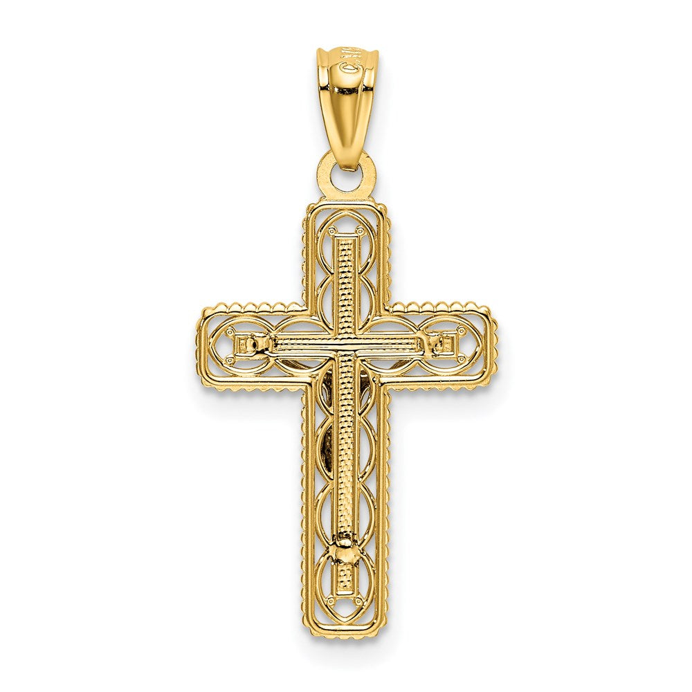 14k Two-tone 14 mm Polished Crucifix Pendant (0.81 grams)