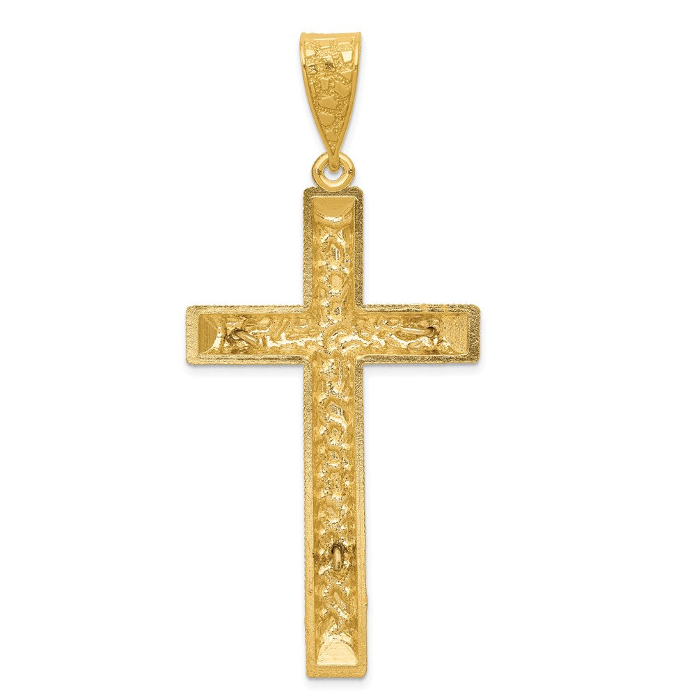 14k Two-tone 30.5 mm Diamond-cut Crucifix Pendant (7.41 grams)