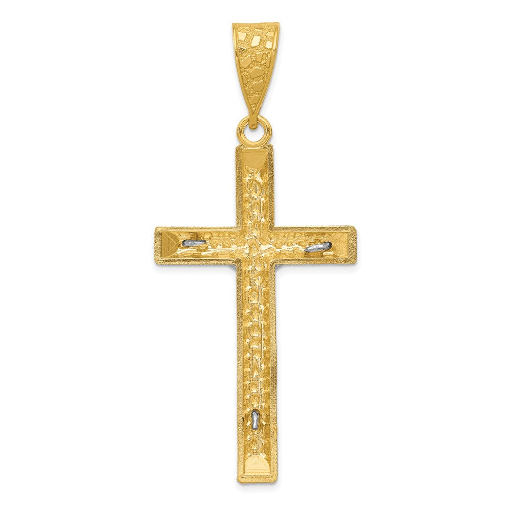 14k Two-tone 27 mm Diamond-cut Crucifix Pendant (5.84 grams)