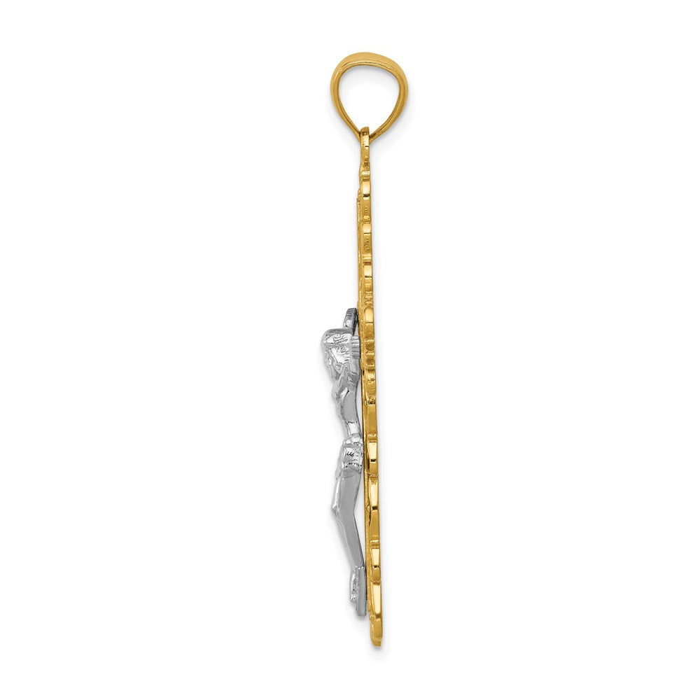 14k Two-tone 25 mm Crucifix Pendant (3.26 grams)