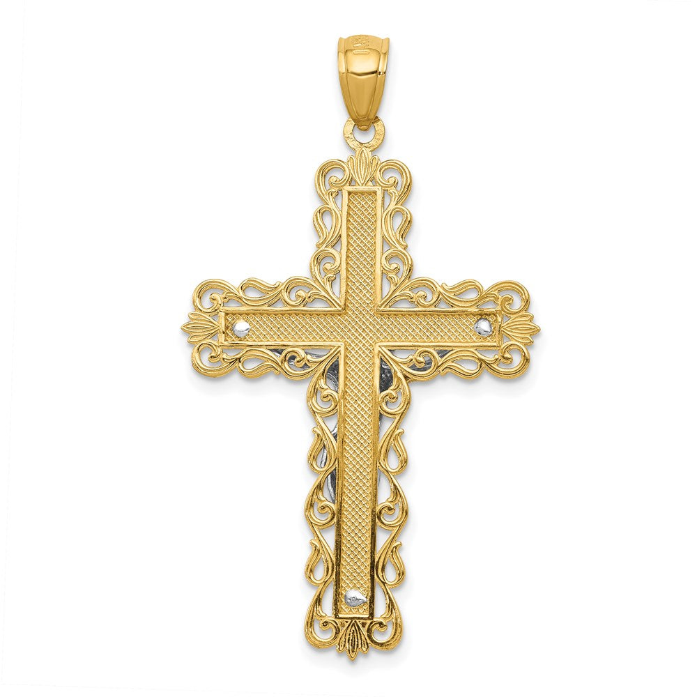 14k Two-tone 25 mm Crucifix Pendant (3.26 grams)