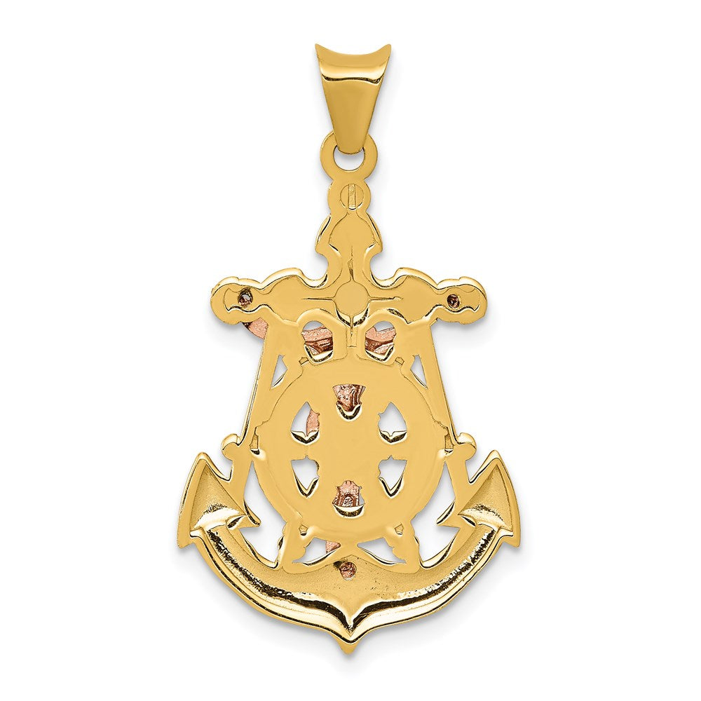 14k Tri-Color 17 mm Mariner Crucifix Pendant (2.02 grams)