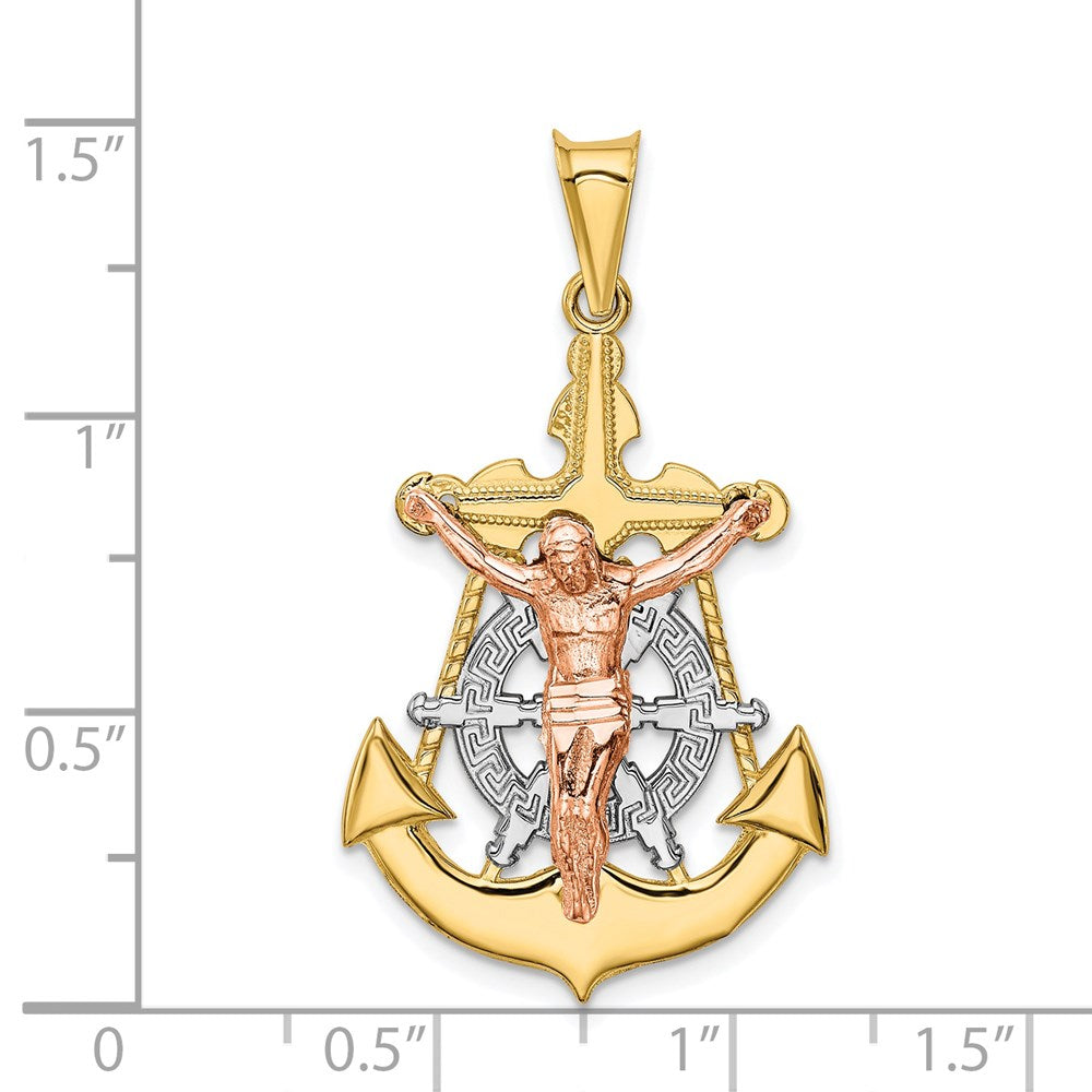 14k Tri-Color 21 mm Mariner Crucifix Pendant (3.04 grams)