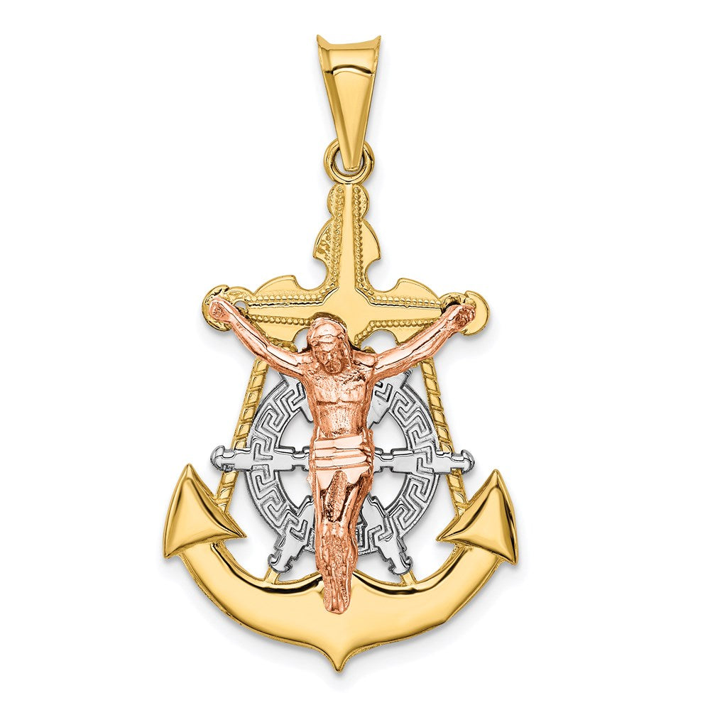 14k Tri-Color 21 mm Mariner Crucifix Pendant (3.04 grams)