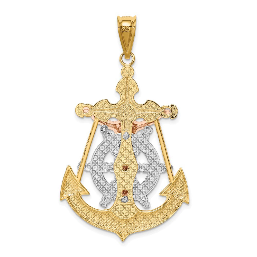 14k Tri-Color 30 mm Mariner Crucifix Pendant (5.04 grams)