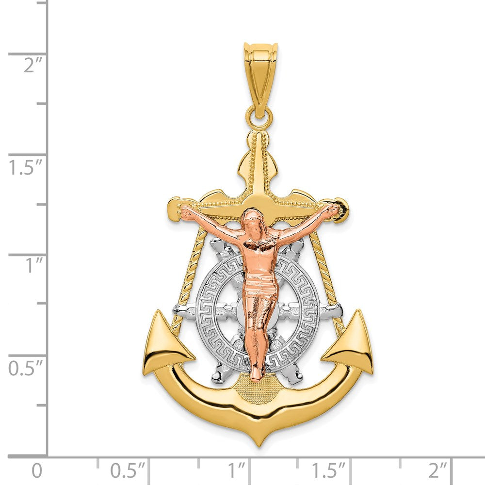 14k Tri-Color 30 mm Mariner Crucifix Pendant (5.04 grams)