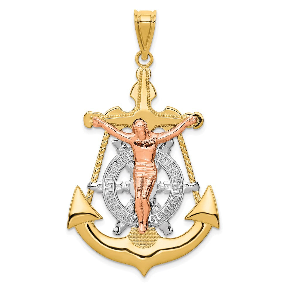 14k Tri-Color 30 mm Mariner Crucifix Pendant (5.04 grams)