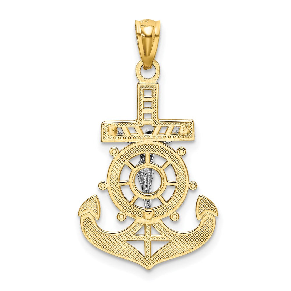 14k Yellow & Rhodium 15.91 mm  Polished Mariners Crucifix Pendant (1.07 grams)