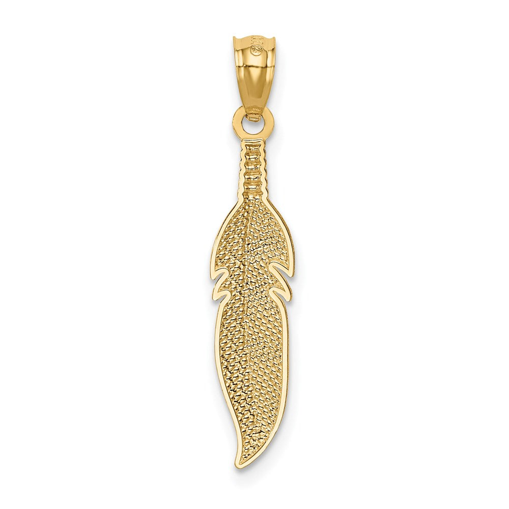 14k Yellow Gold 4.95 mm Polished Feather Pendant (0.53 grams)