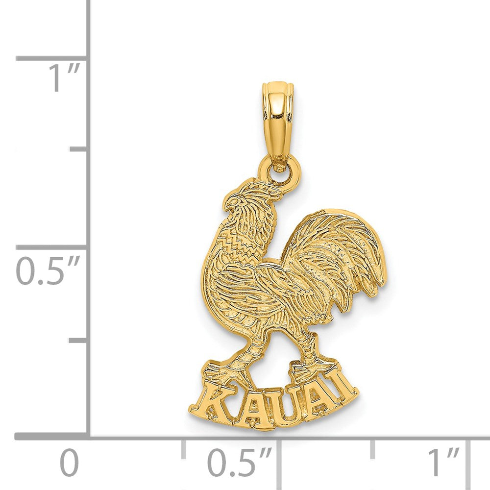 14k Yellow Gold 12.8 mm KAUAI Rooster Charm (1.18 grams)