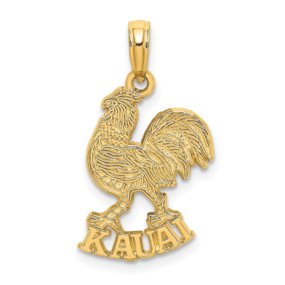 14k Yellow Gold 12.8 mm KAUAI Rooster Charm (1.18 grams)