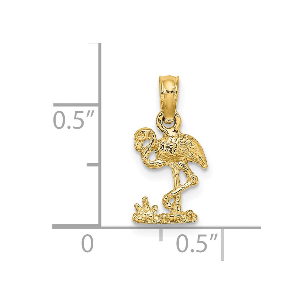 14k Yellow Gold 8 mm Mini Flamingo Charm (0.62 grams)