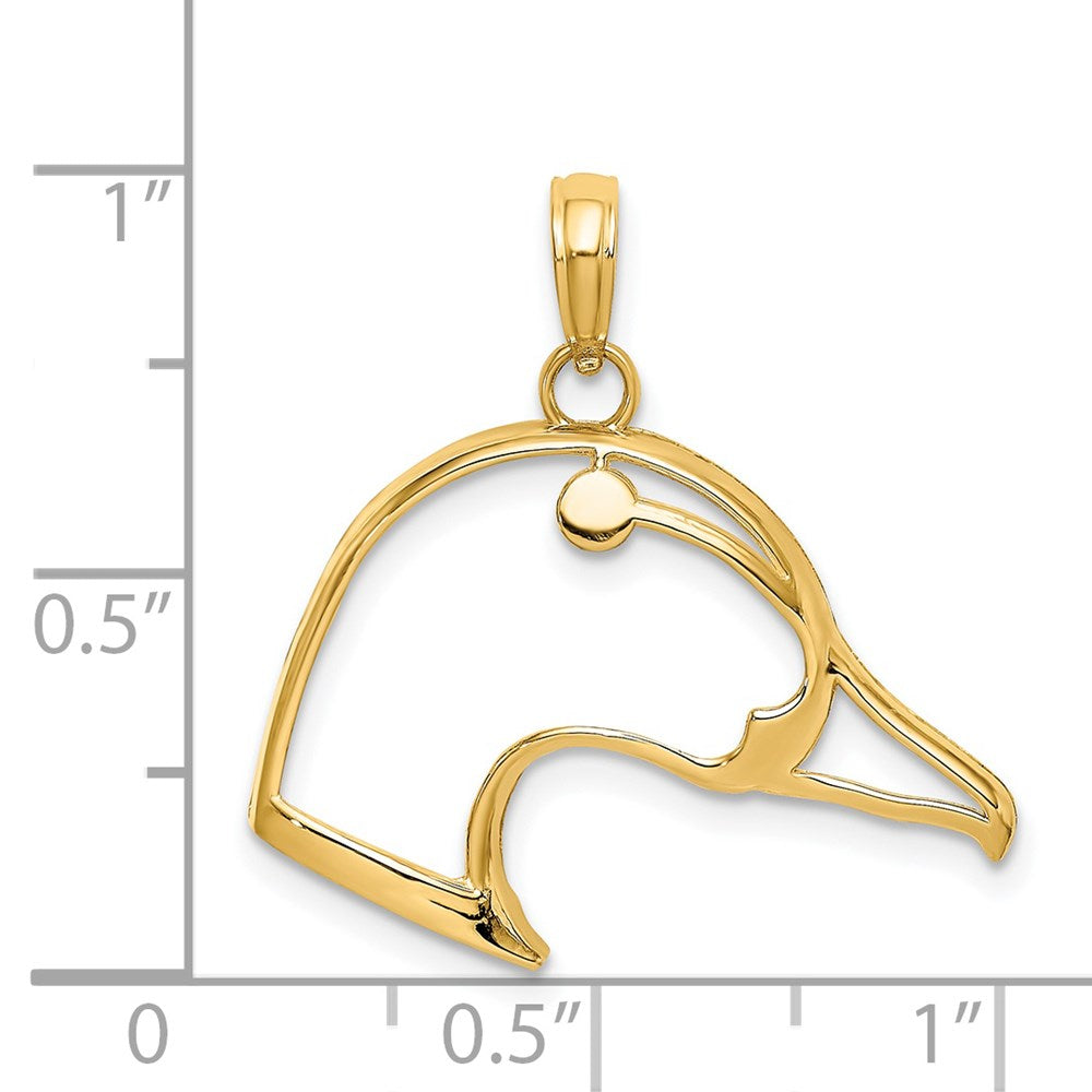 14k Yellow Gold 25.3 mm Cut-Out Duck Head Charm (1.05 grams)