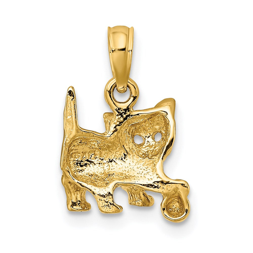 14k Yellow Gold 11.3 mm Cat with Ball Charm (1.24 grams)