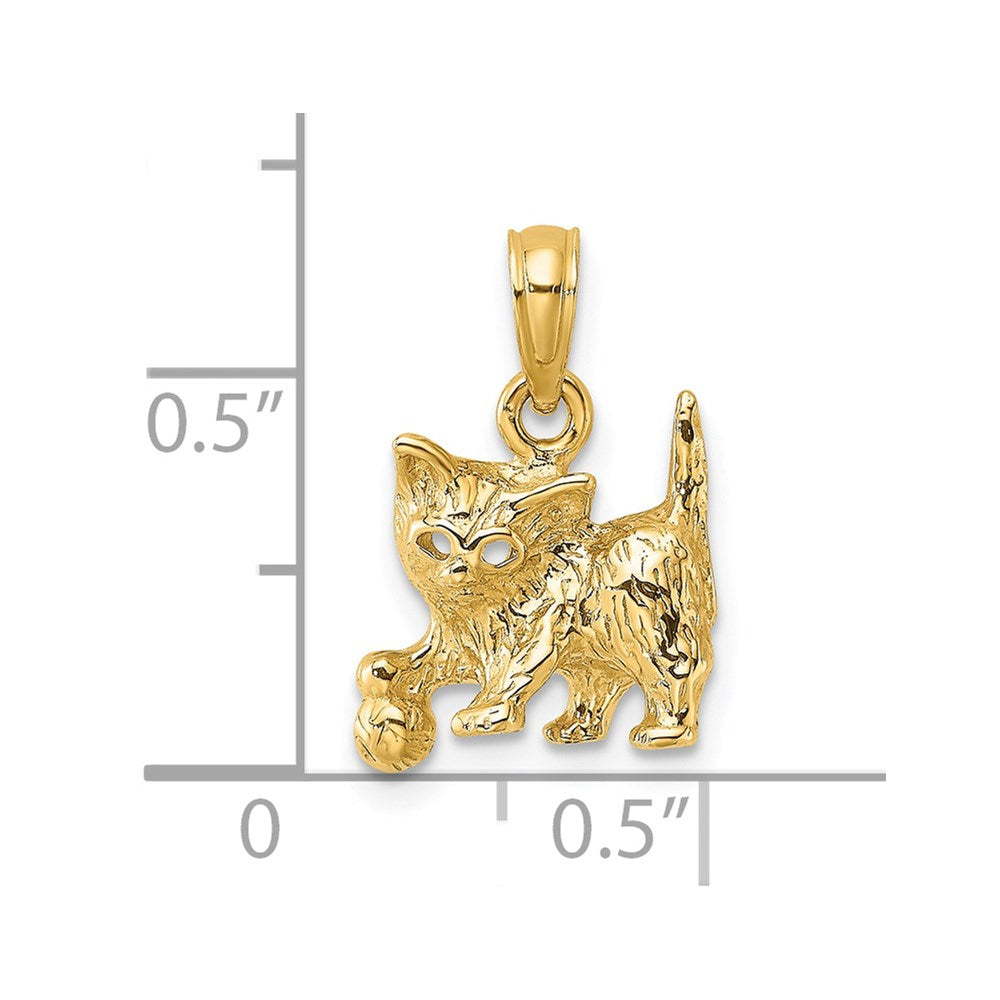 14k Yellow Gold 11.3 mm Cat with Ball Charm (1.24 grams)