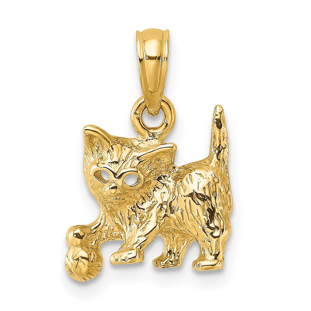 14k Yellow Gold 11.3 mm Cat with Ball Charm (1.24 grams)