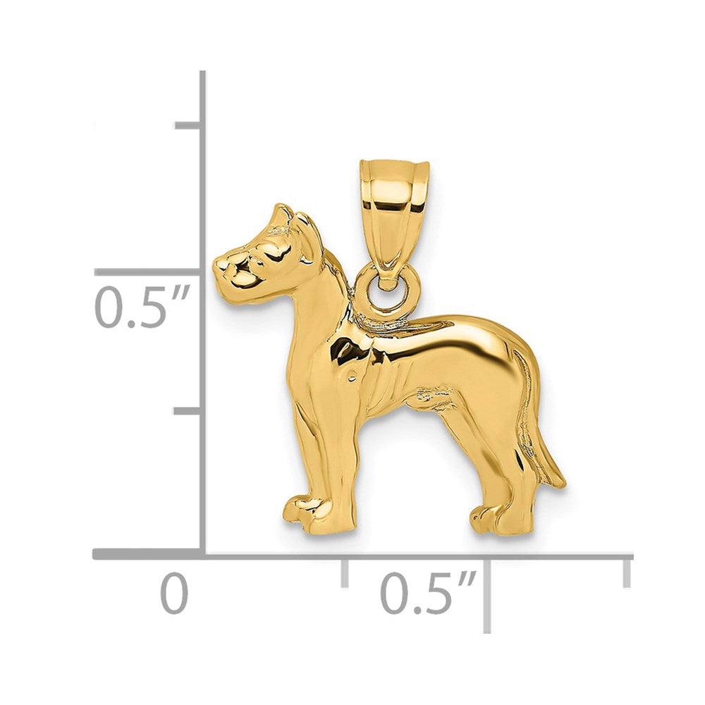 14k Yellow Gold 15.1 mm Great Dane Dog Charm (1.5 grams)