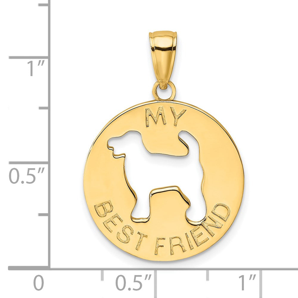 14k Yellow Gold 17.7 mm MY BEST FRIEND w/Dog Charm (2.69 grams)