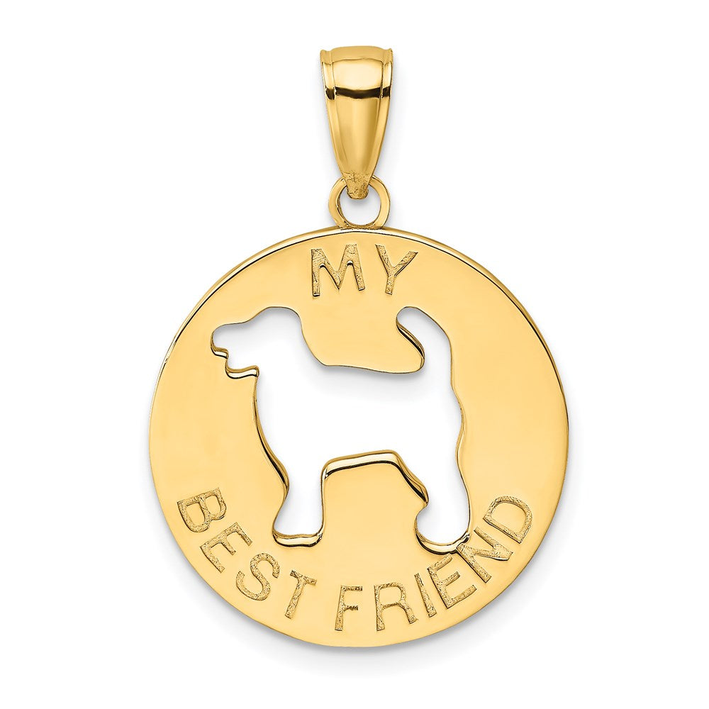 14k Yellow Gold 17.7 mm MY BEST FRIEND w/Dog Charm (2.69 grams)