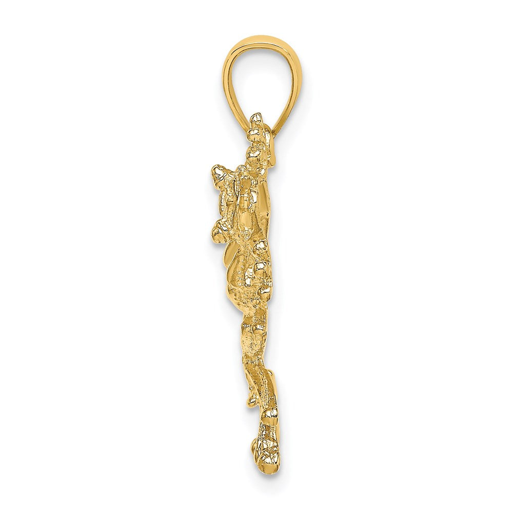 14k Yellow Gold 30.75 mm 2-D Textured Frog Charm (2.39 grams)