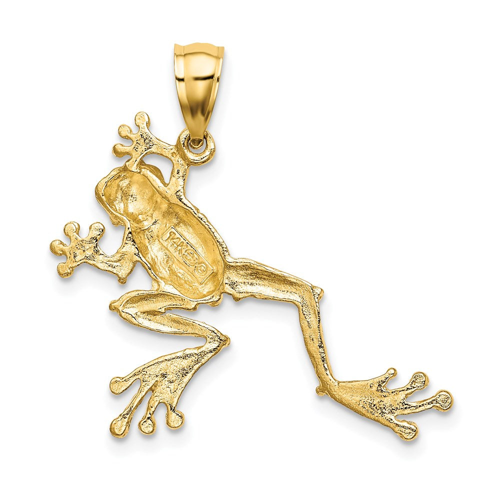 14k Yellow Gold 30.75 mm 2-D Textured Frog Charm (2.39 grams)