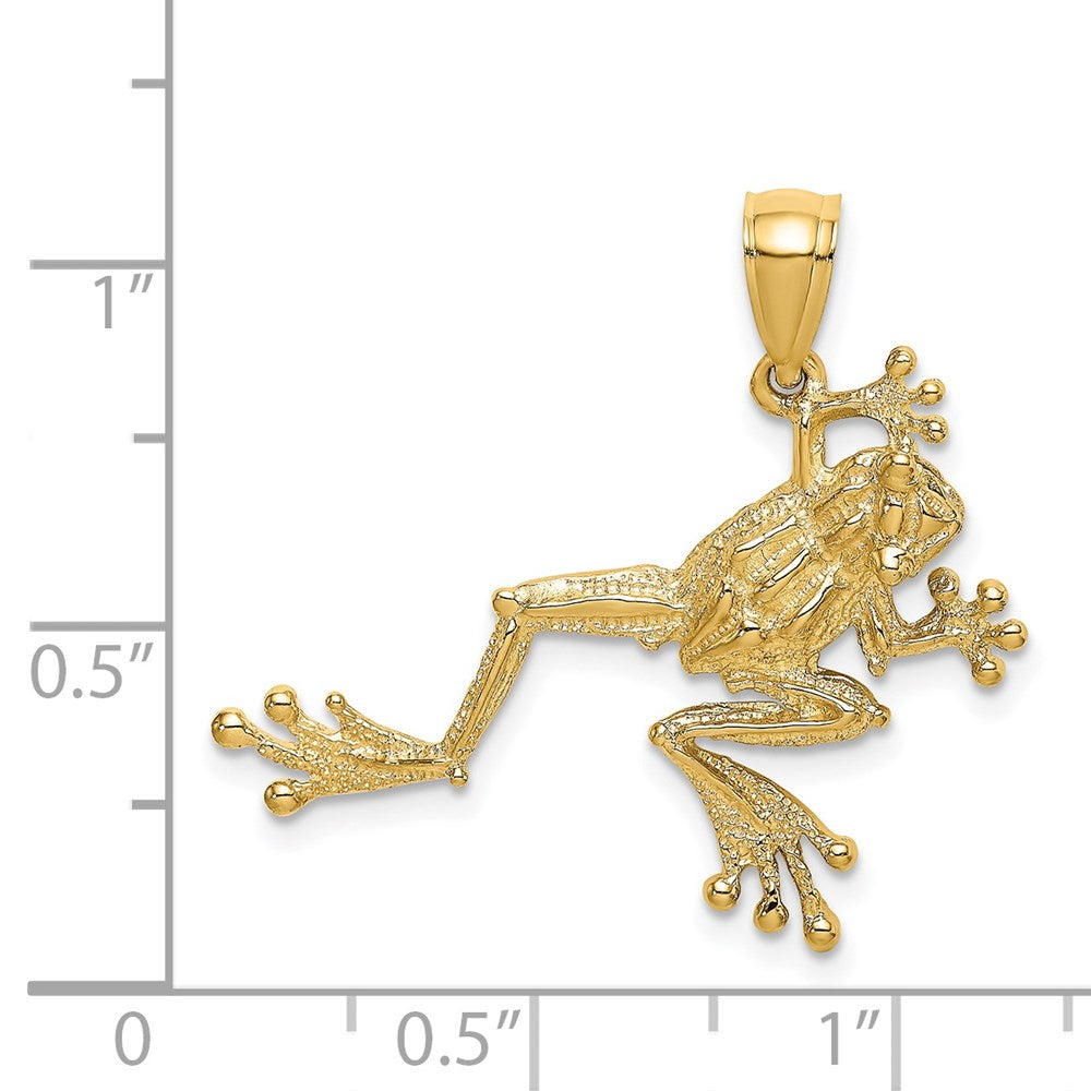 14k Yellow Gold 30.75 mm 2-D Textured Frog Charm (2.39 grams)