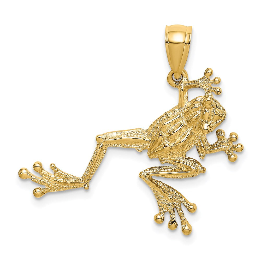 14k Yellow Gold 30.75 mm 2-D Textured Frog Charm (2.39 grams)