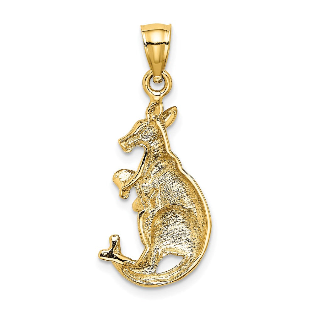 14k Yellow Gold 13.7 mm 2-D Kangaroo with Baby in Pouch Pendant (1.78 grams)