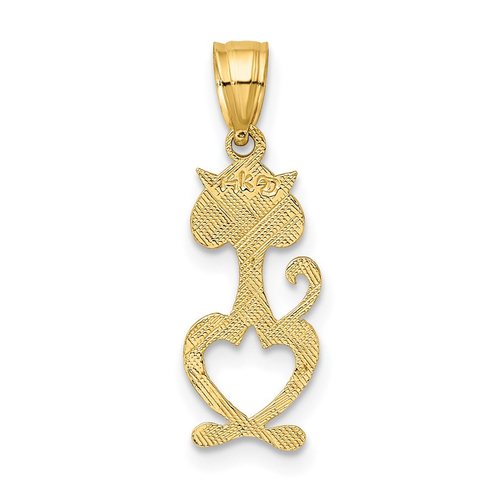 14k Yellow Gold 7.4 mm Cut-Out Engraved Cat Charm (0.48 grams)