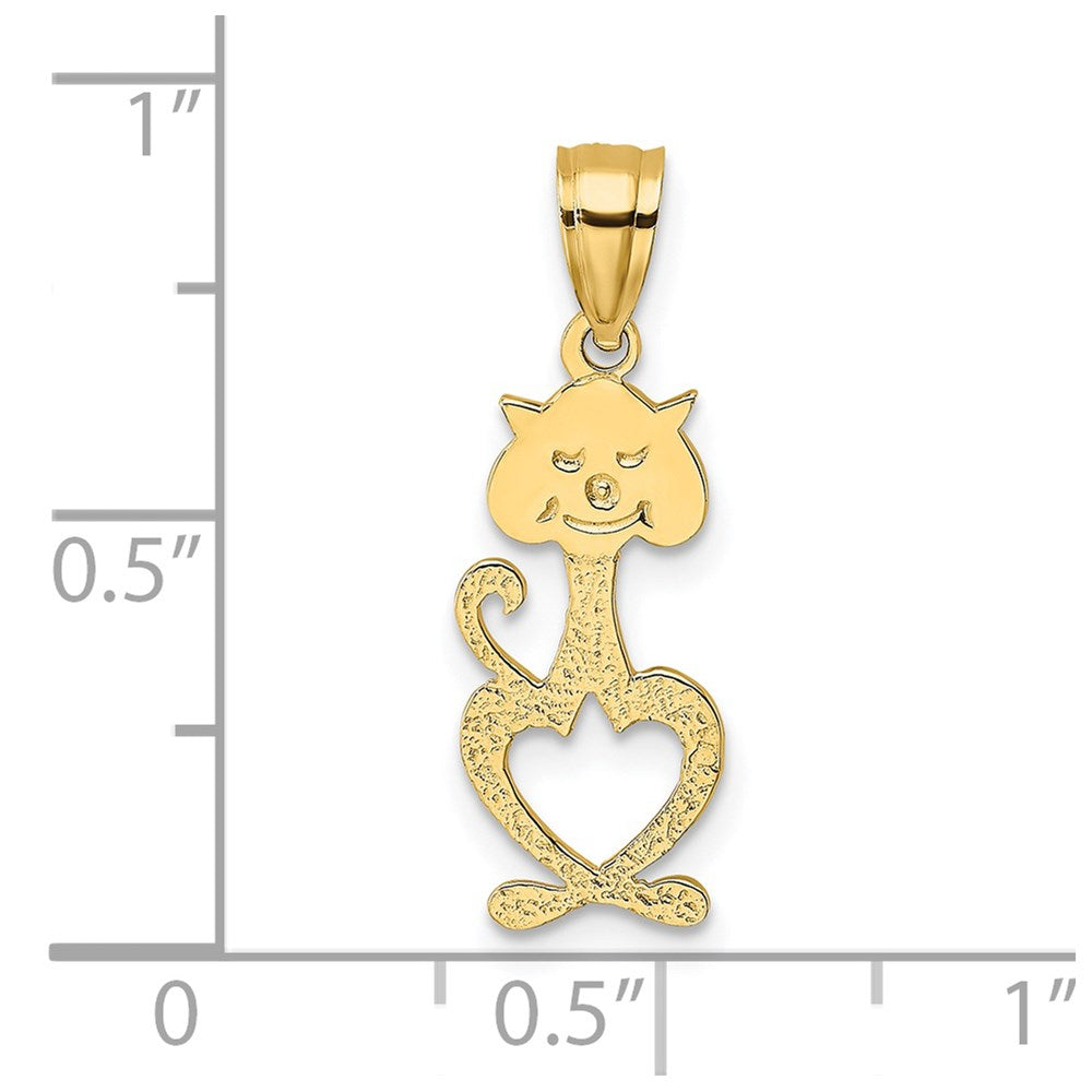 14k Yellow Gold 7.4 mm Cut-Out Engraved Cat Charm (0.48 grams)