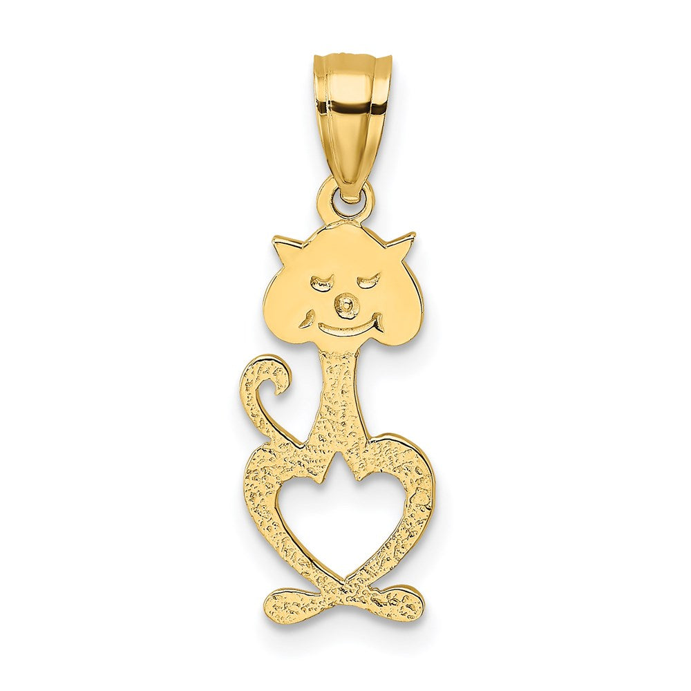 14k Yellow Gold 7.4 mm Cut-Out Engraved Cat Charm (0.48 grams)