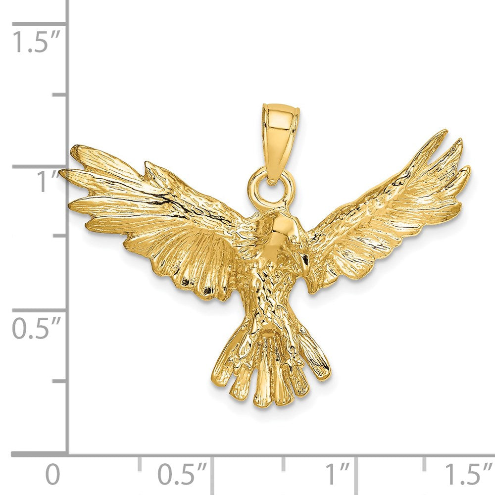 14k Yellow Gold 35.88 mm Eagle Flying Charm (4.92 grams)