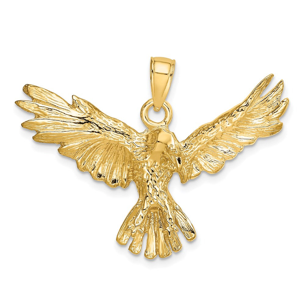 14k Yellow Gold 35.88 mm Eagle Flying Charm (4.92 grams)