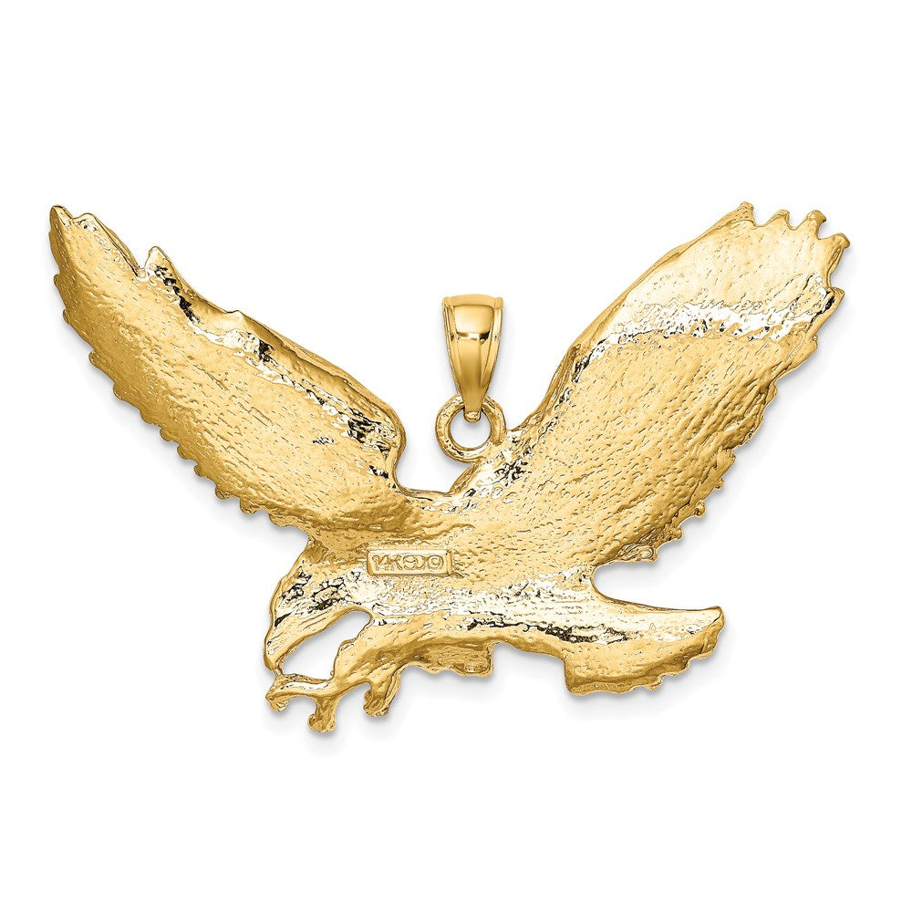 14k Yellow Gold 43.7 mm Eagle w/Beak Touching Claws Charm (11.65 grams)