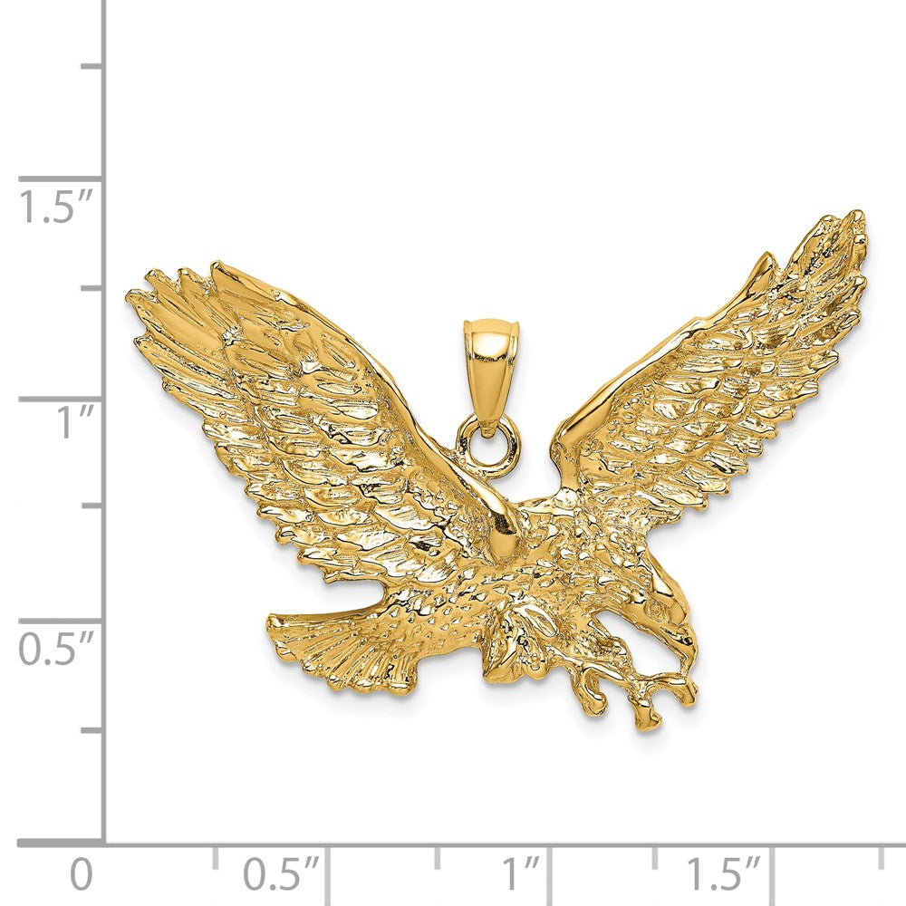 14k Yellow Gold 43.7 mm Eagle w/Beak Touching Claws Charm (11.65 grams)