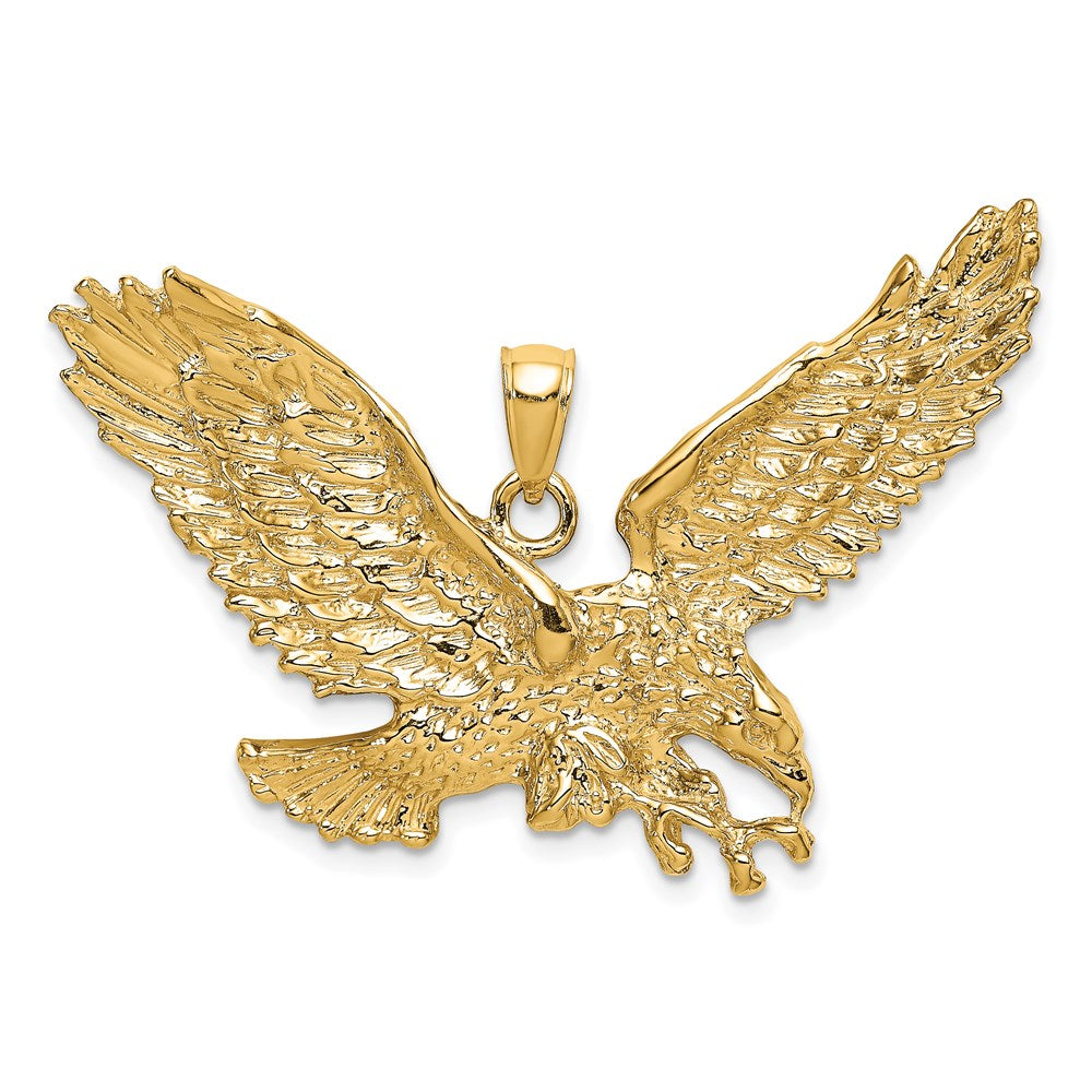 14k Yellow Gold 43.7 mm Eagle w/Beak Touching Claws Charm (11.65 grams)