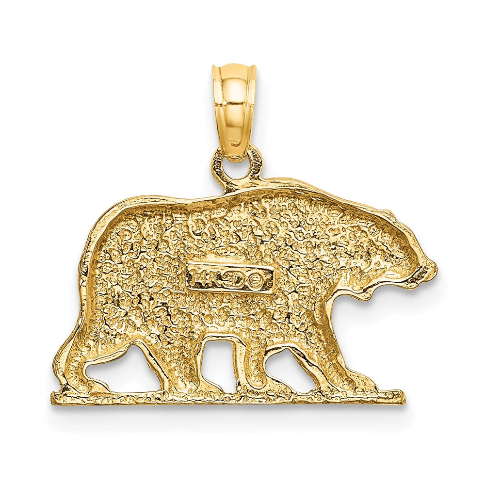 14k Yellow Gold 20.56 mm Textured Bear Charm (2.15 grams)