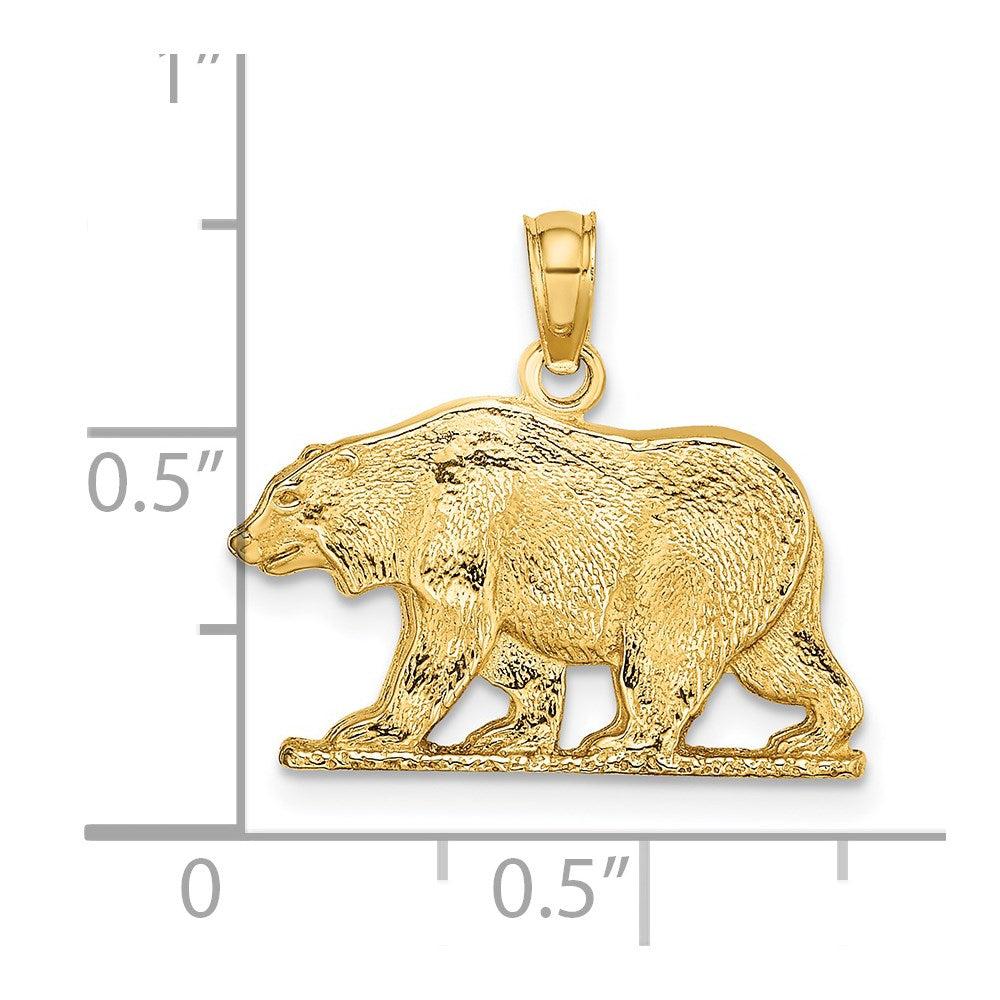 14k Yellow Gold 20.56 mm Textured Bear Charm (2.15 grams)