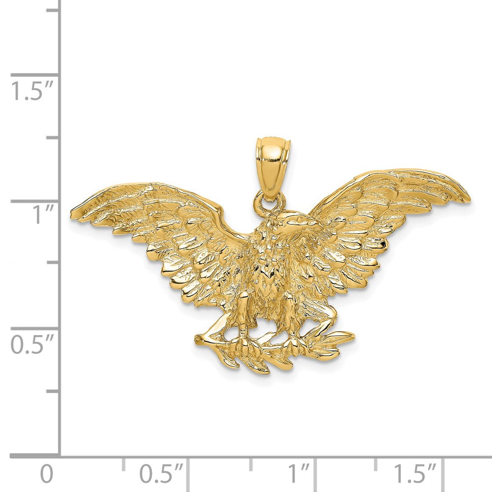 14k Yellow Gold 41.3 mm Eagle w/ Wings Spread Charm (5.68 grams)