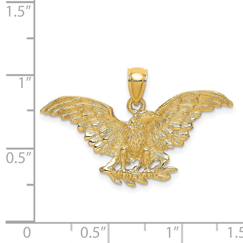 14k Yellow Gold 34.8 mm Eagle w/ Wings Spread Charm (3.56 grams)